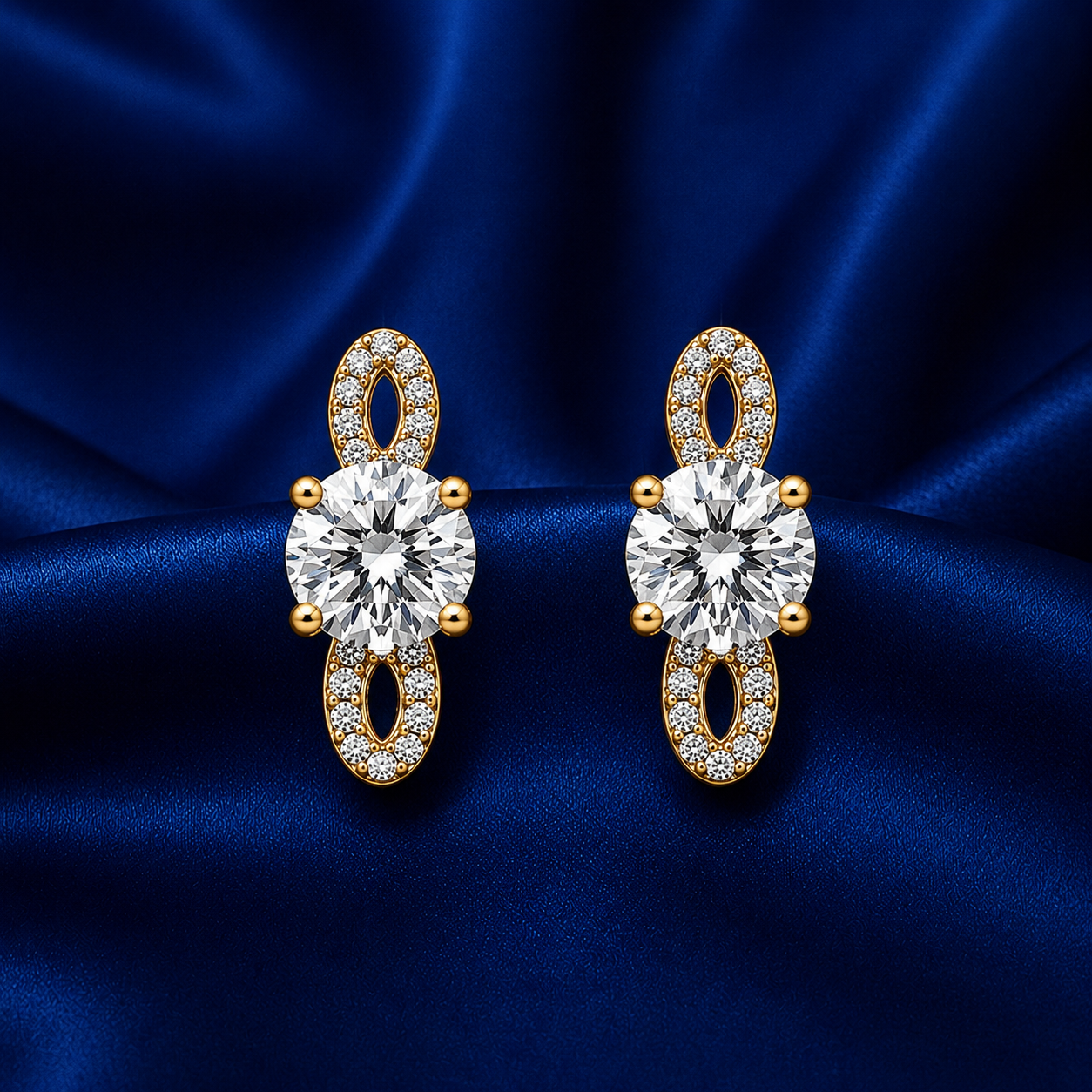 Solara Crystal Link Gold-Plated Bali Earrings