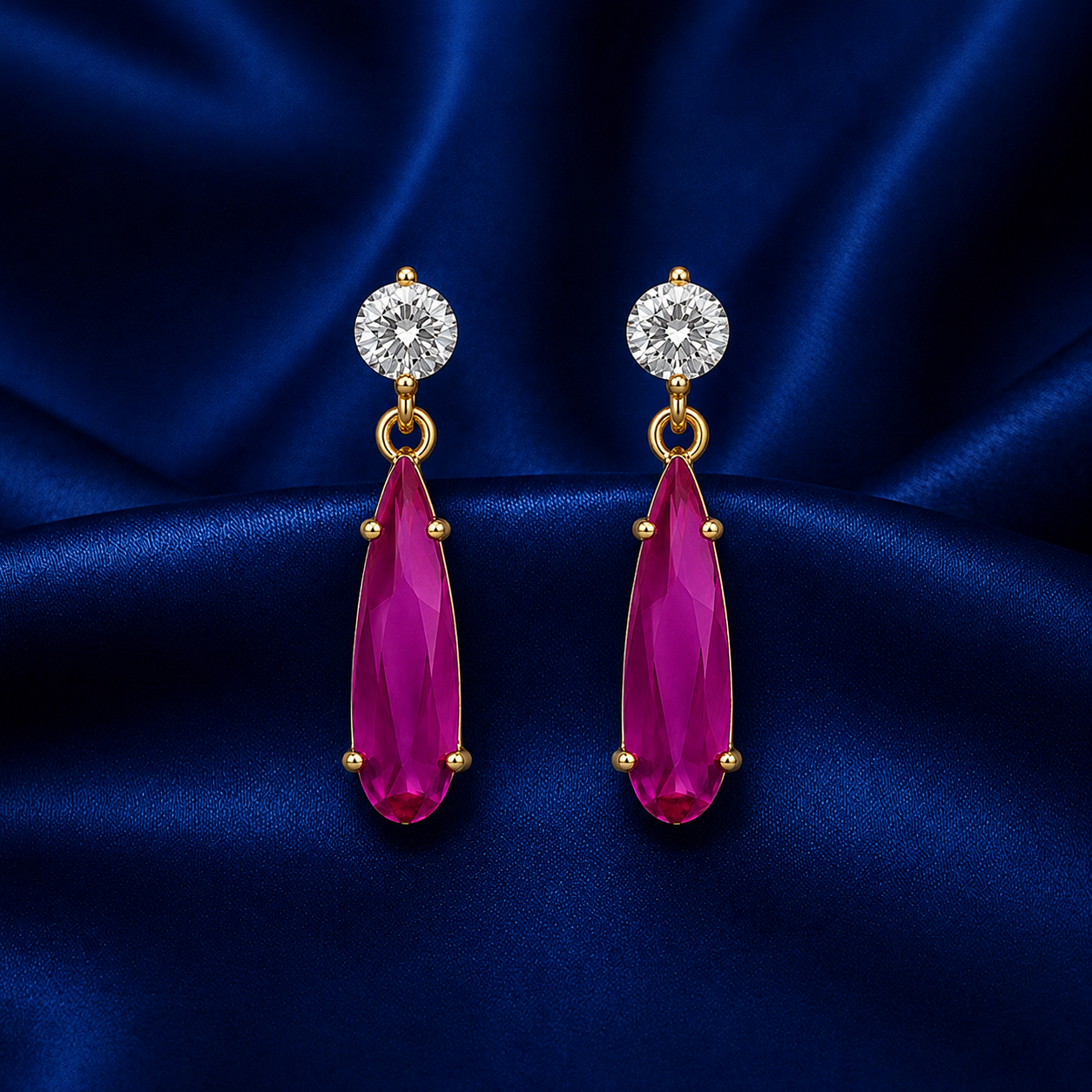 Roselle Ruby Drop Gold-Plated Earrings