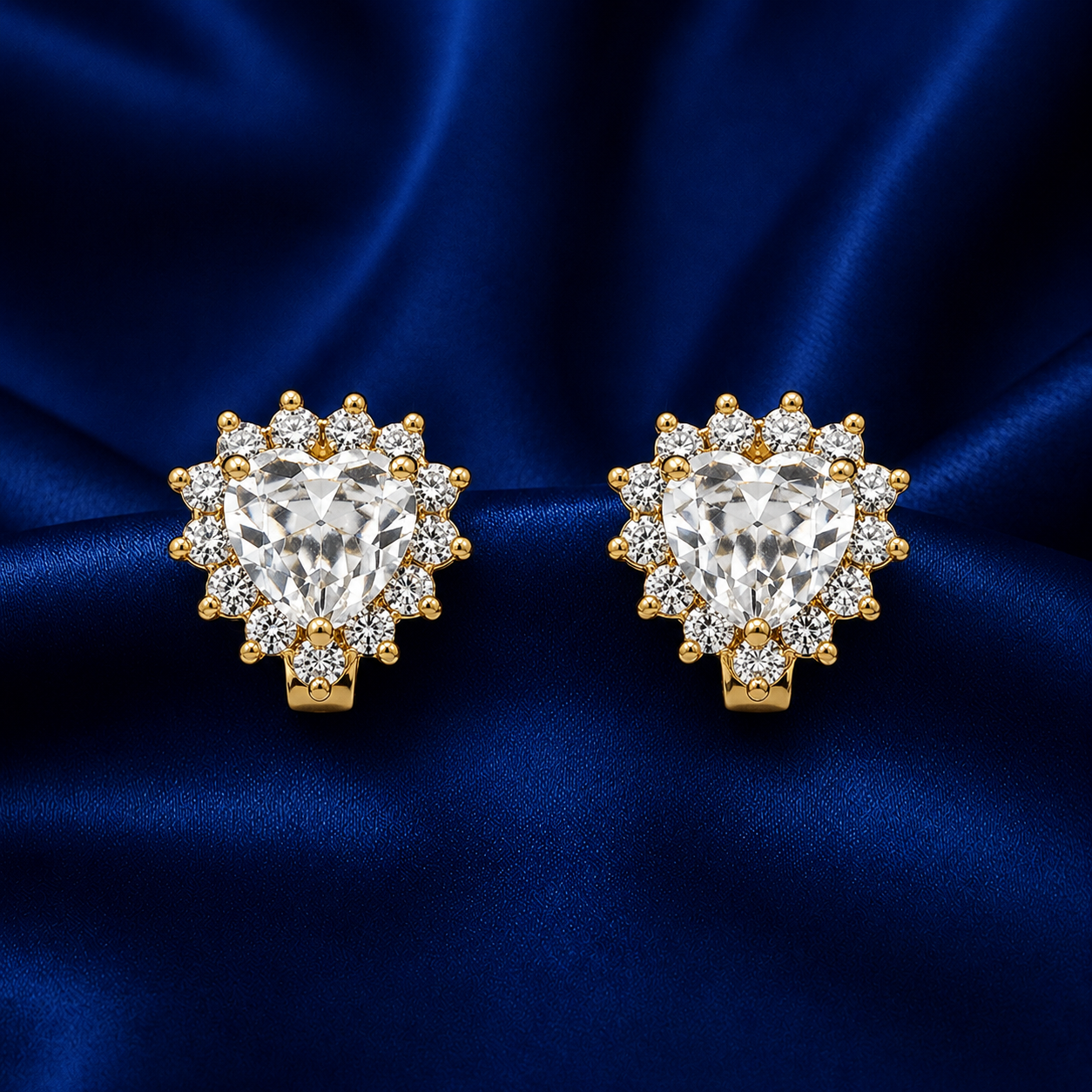 Amora Heart Crystal Gold-Plated Bali Earrings