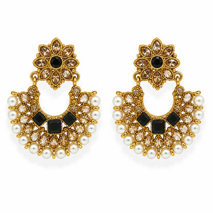 Chandbali Pearl Gold-Plated Earrings — Noir