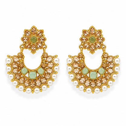 Chandbali Pearl Gold-Plated Earrings — Mint