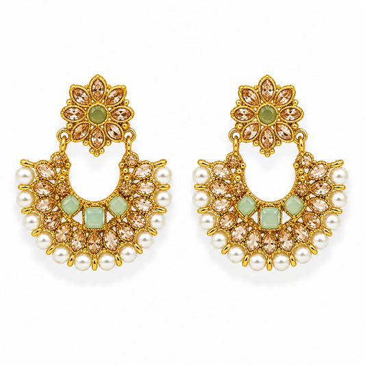 Chandbali Pearl Gold-Plated Earrings — Mint