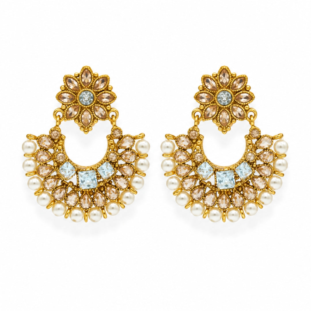 Chandbali Pearl Gold-Plated Earrings — Ivory
