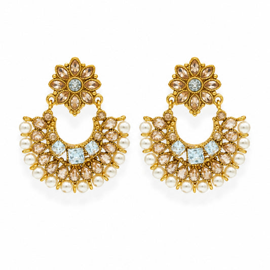 Chandbali Pearl Gold-Plated Earrings — Ivory