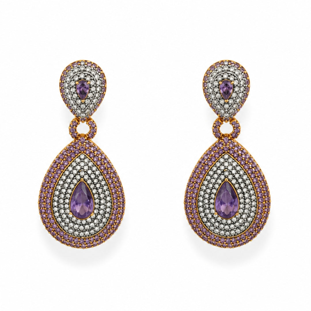Velora Amethyst Crystal Gold-Plated Earrings - Pink