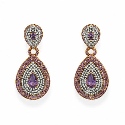 Velora Amethyst Crystal Gold-Plated Earrings - Pink