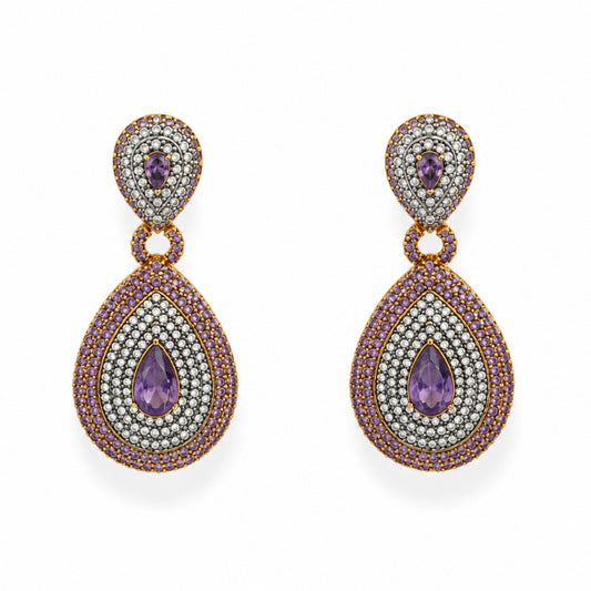 Velora Amethyst Crystal Gold-Plated Earrings - Pink