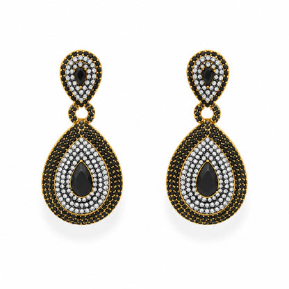 Velora Noir Crystal Gold-Plated Earrings - Black