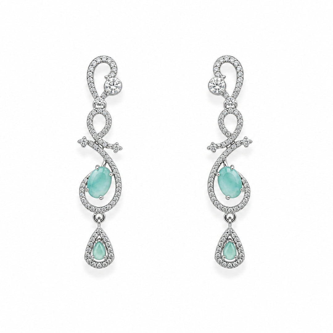 Celestia One Karat Earrings — Aqua Mint