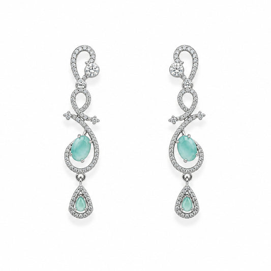 Celestia One Karat Earrings — Aqua Mint