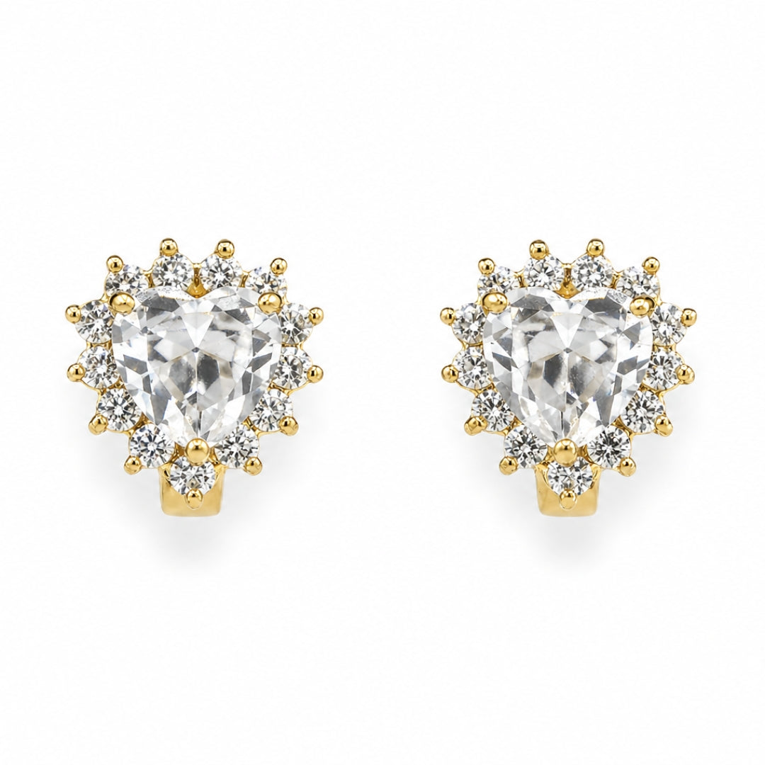 Amora Heart Crystal Gold-Plated Bali Earrings