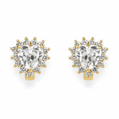 Amora Heart Crystal Gold-Plated Bali Earrings