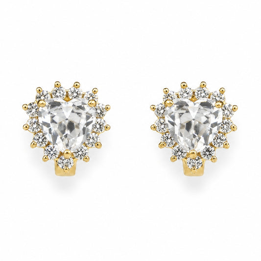 Amora Heart Crystal Gold-Plated Bali Earrings