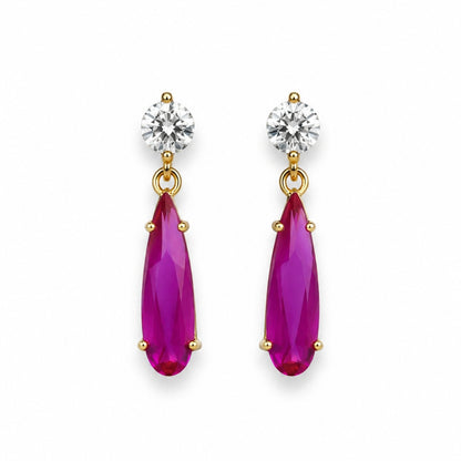 Roselle Ruby Drop Gold-Plated Earrings