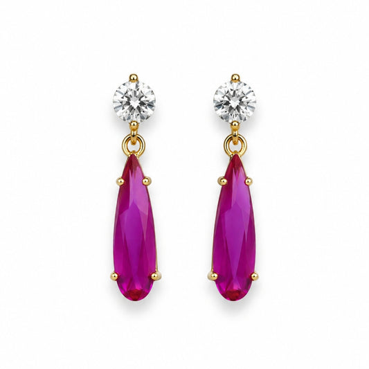 Roselle Ruby Drop Gold-Plated Earrings
