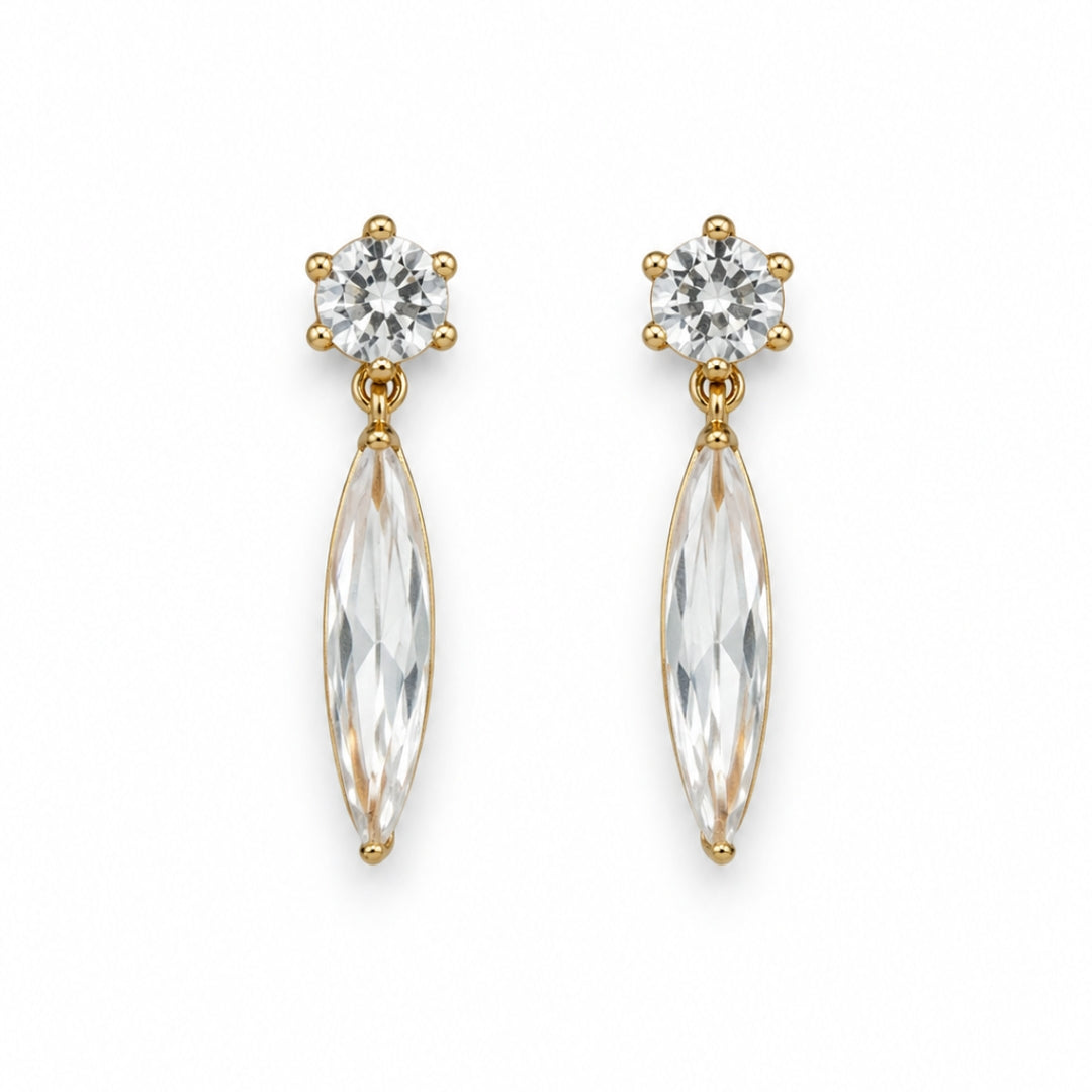 Lunara Crystal Drop Gold-Plated Earrings
