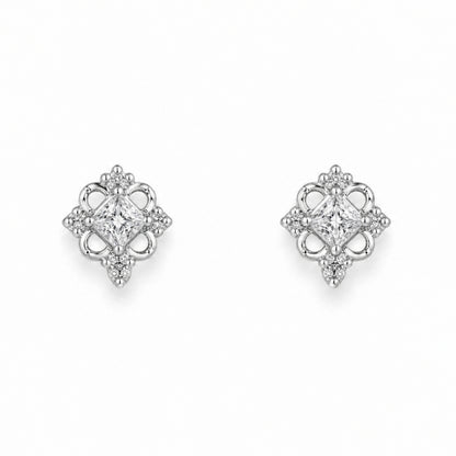Mirelle Crystal Bloom Rhodium-Plated Stud Earrings