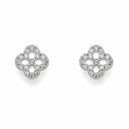 Flora Crystal Rhodium-Plated Stud Earrings