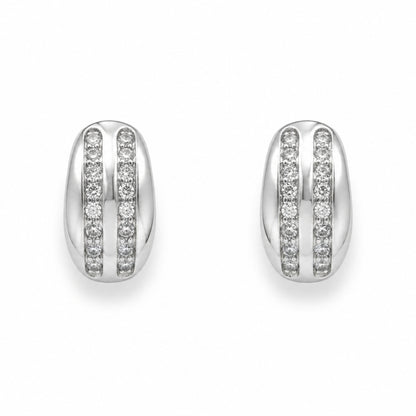 Aveline Crystal Stripe Rhodium-Plated Bali Earrings