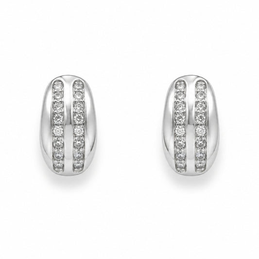 Aveline Crystal Stripe Rhodium-Plated Bali Earrings