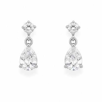 Aurelle Zircon Drop Rhodium-Plated Earrings