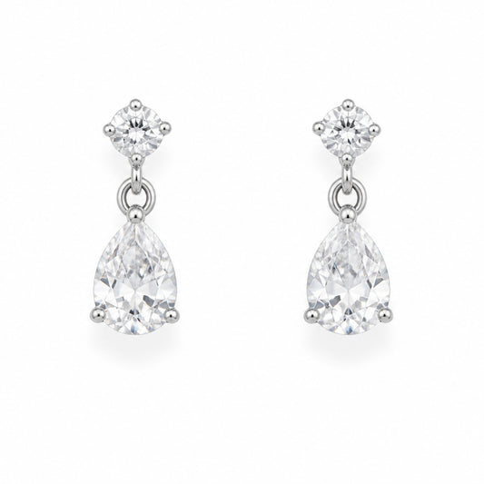 Aurelle Zircon Drop Rhodium-Plated Earrings