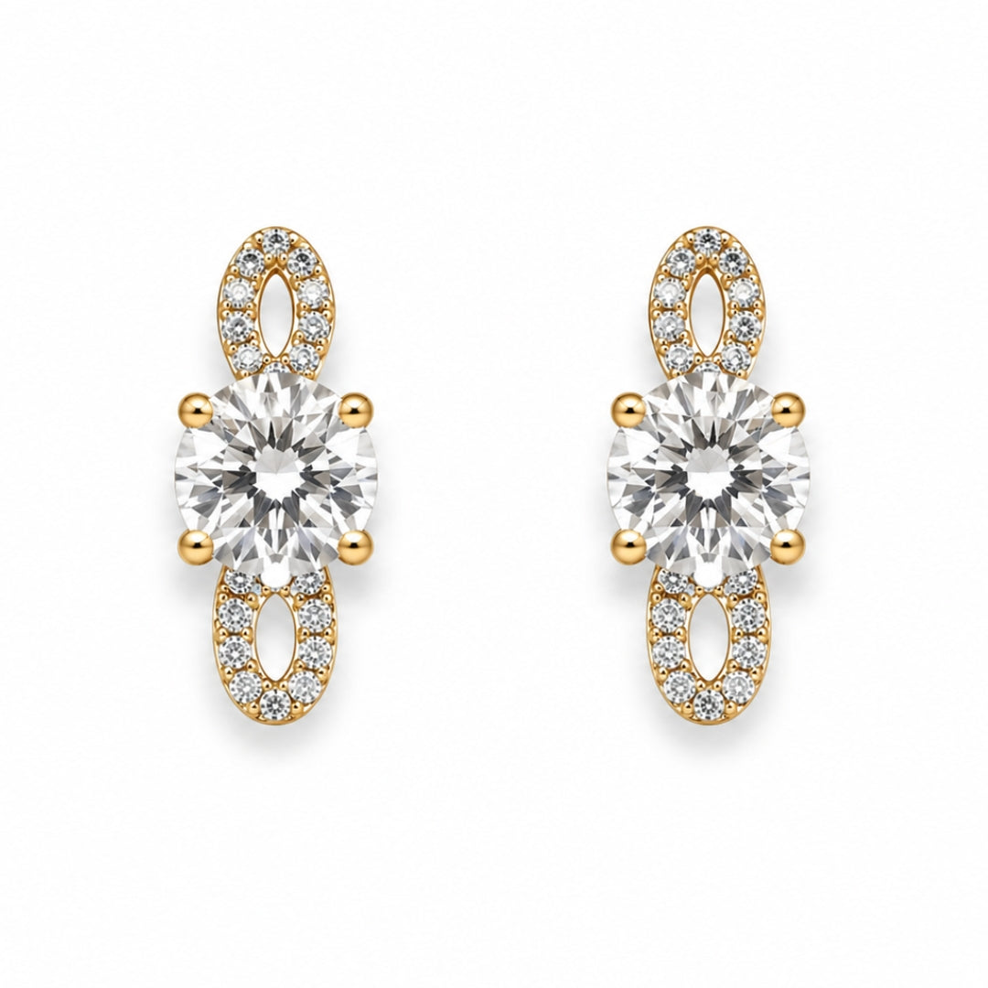 Solara Crystal Link Gold-Plated Bali Earrings