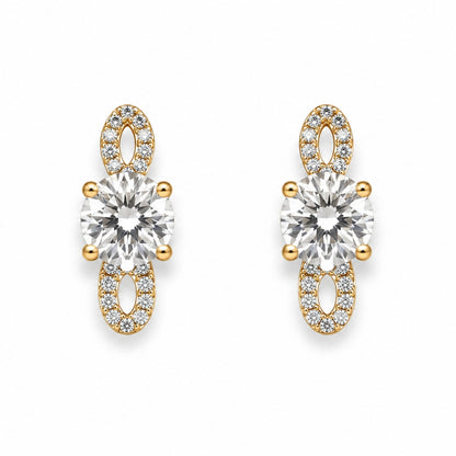 Solara Crystal Link Gold-Plated Bali Earrings