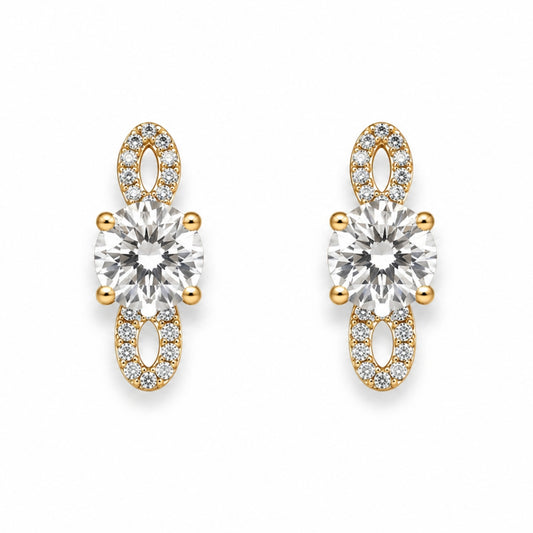 Solara Crystal Link Gold-Plated Bali Earrings