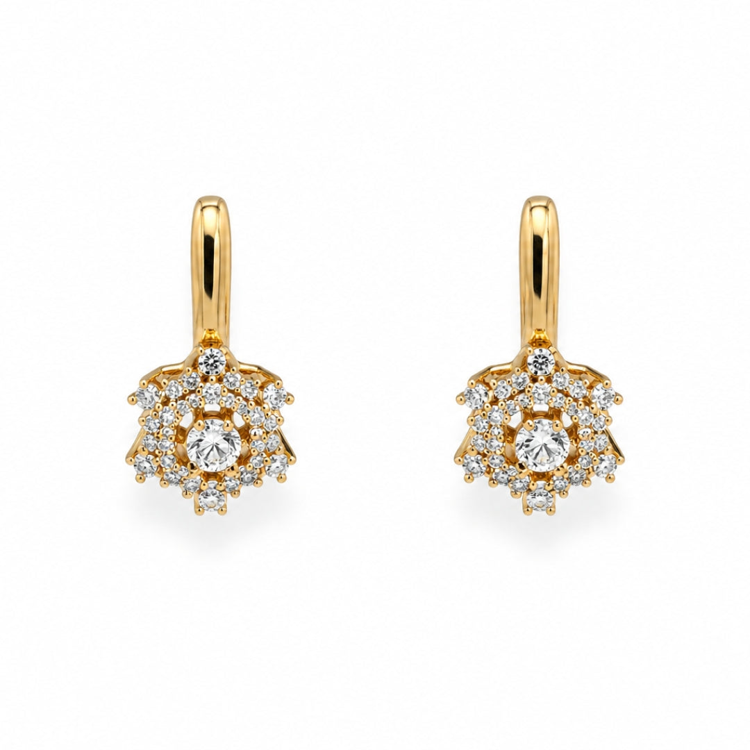 Elara Crystal Crown Gold-Plated Bali Earrings