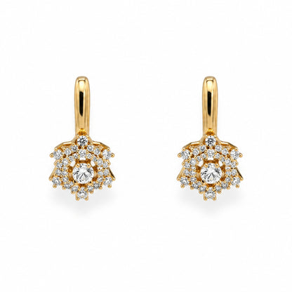 Elara Crystal Crown Gold-Plated Bali Earrings