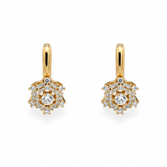 Elara Crystal Crown Gold-Plated Bali Earrings