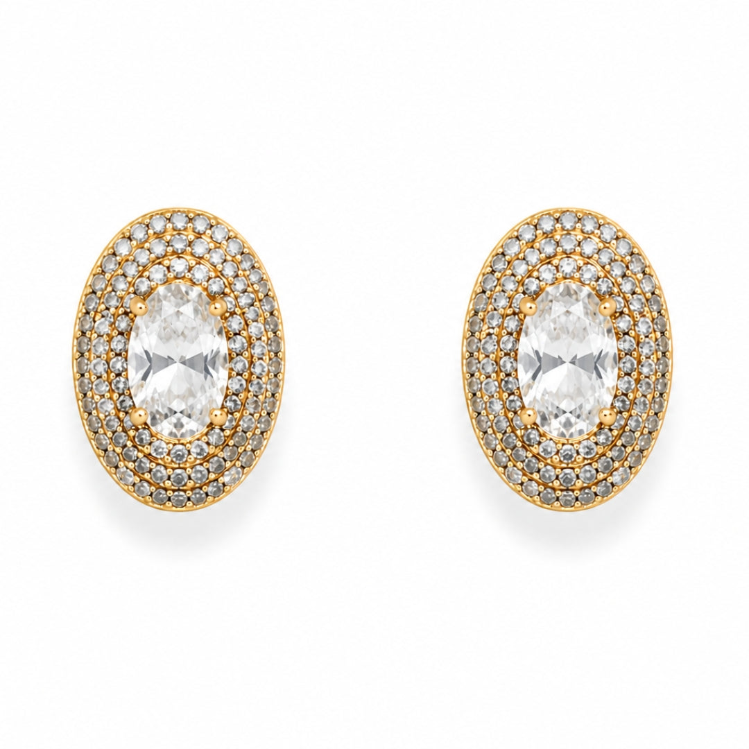Serena Oval Crystal Gold-Plated Stud Earrings