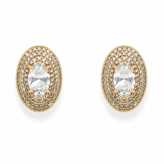 Serena Oval Crystal Gold-Plated Stud Earrings