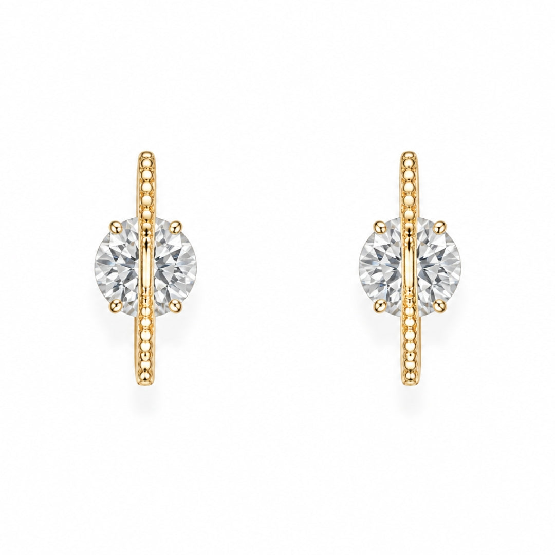 Aurelia Solitaire Bar Earrings — Crystal White