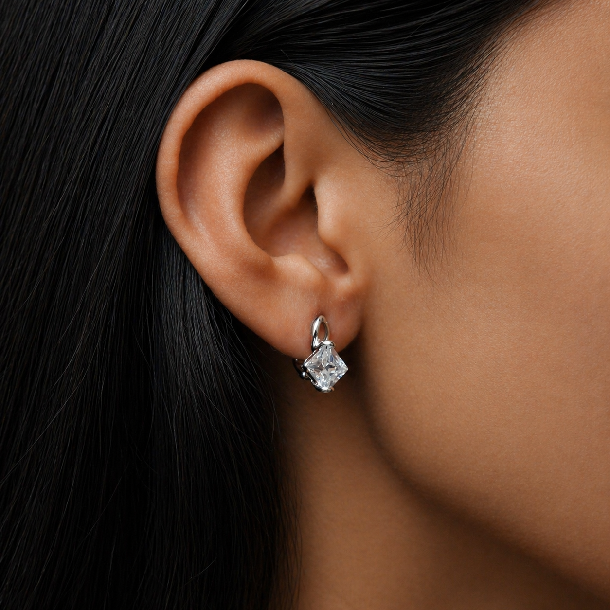 Celeste Crystal Rhodium-Plated Bali Earrings