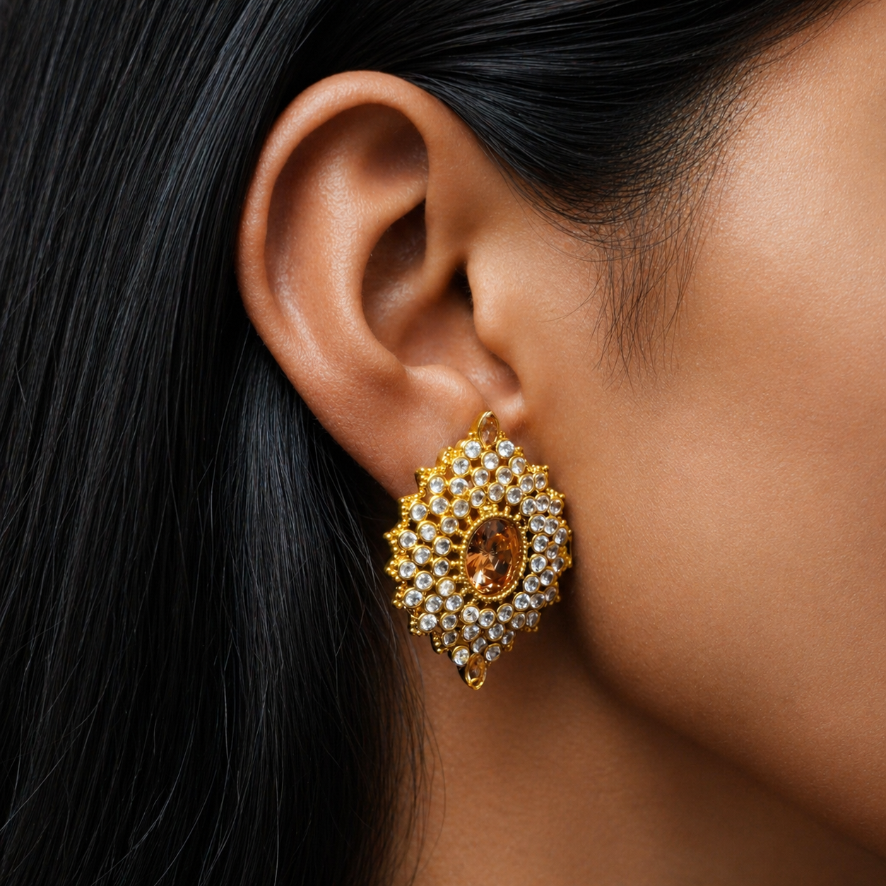 Zarina Amber Crystal Gold-Plated Tops