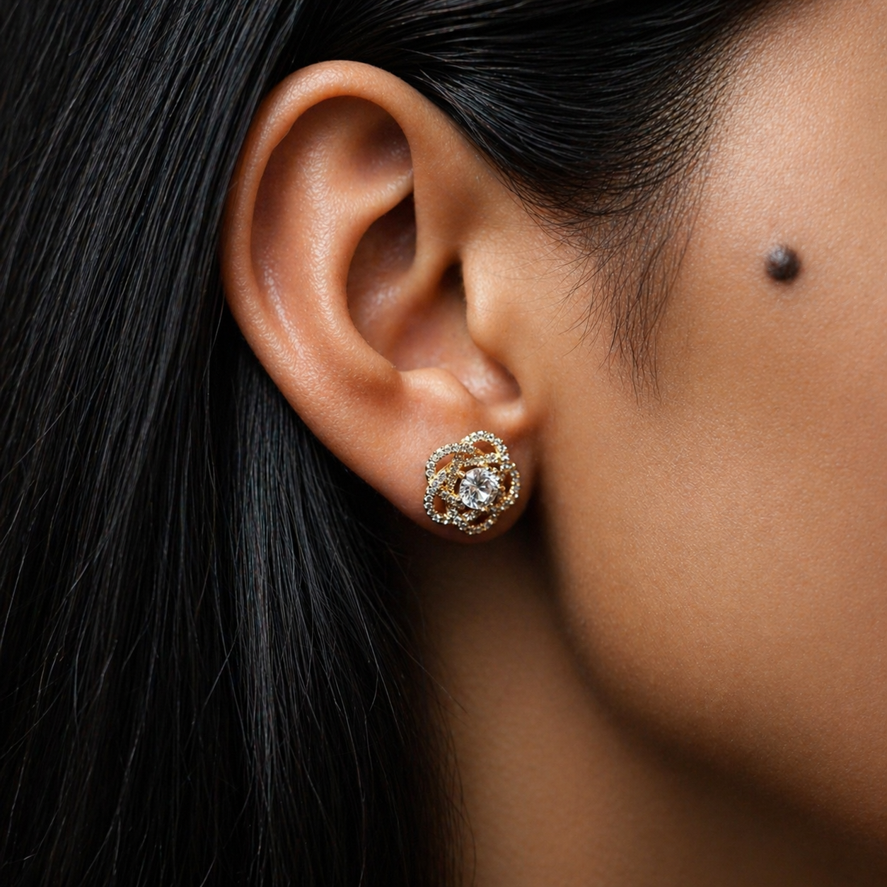 Aurelia Loop Crystal 18K Gold-Plated Tops