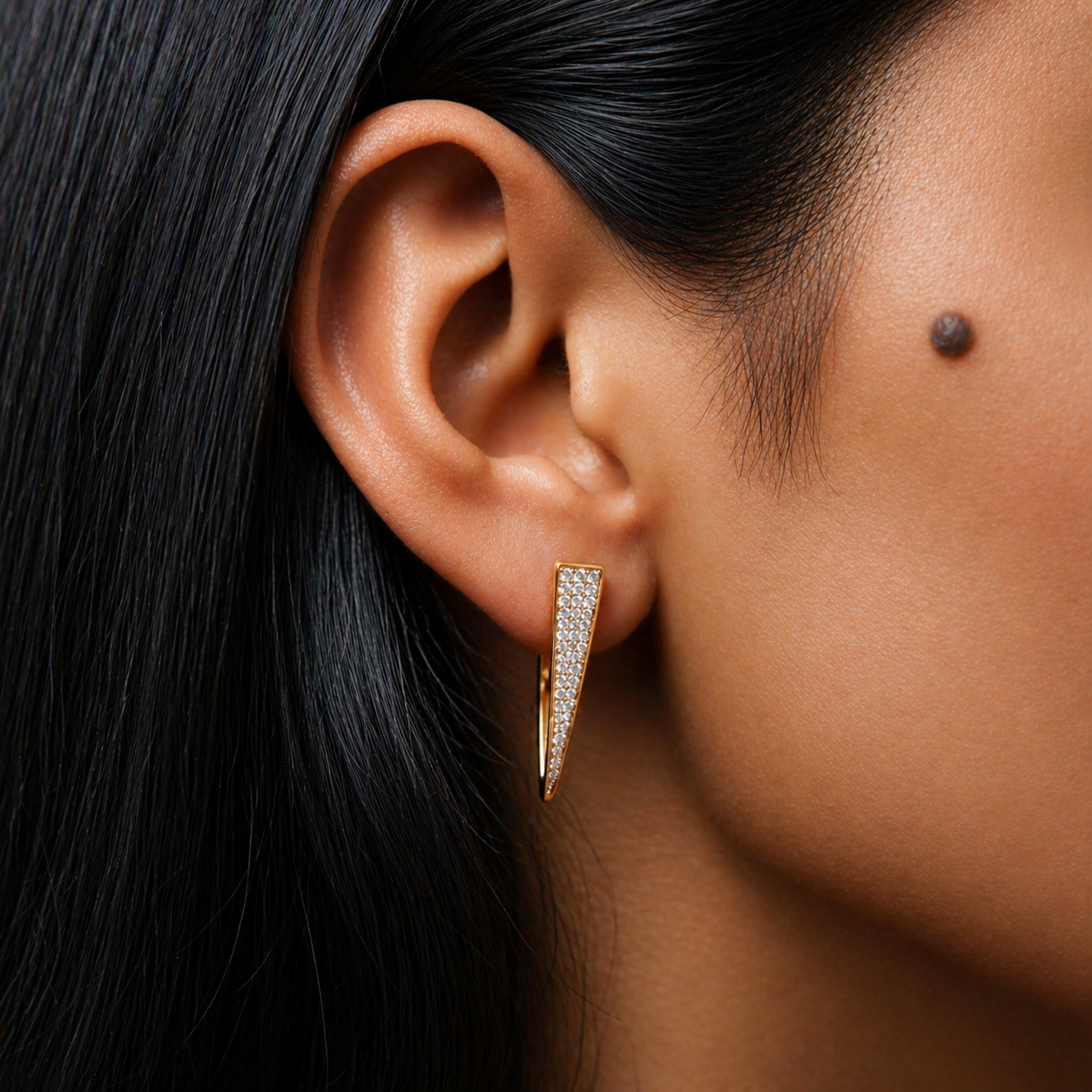 Veyra Crystal Taper Gold-Plated Bali Earrings