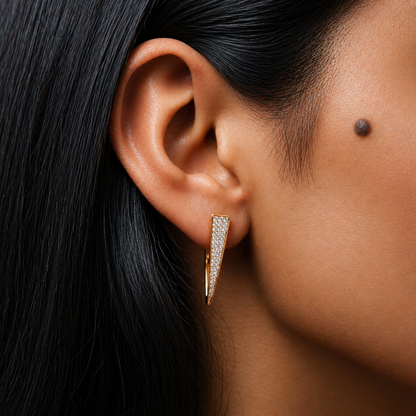 Veyra Crystal Taper Gold-Plated Bali Earrings