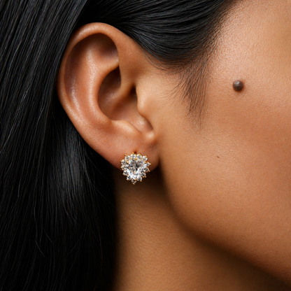 Amora Heart Crystal Gold-Plated Bali Earrings