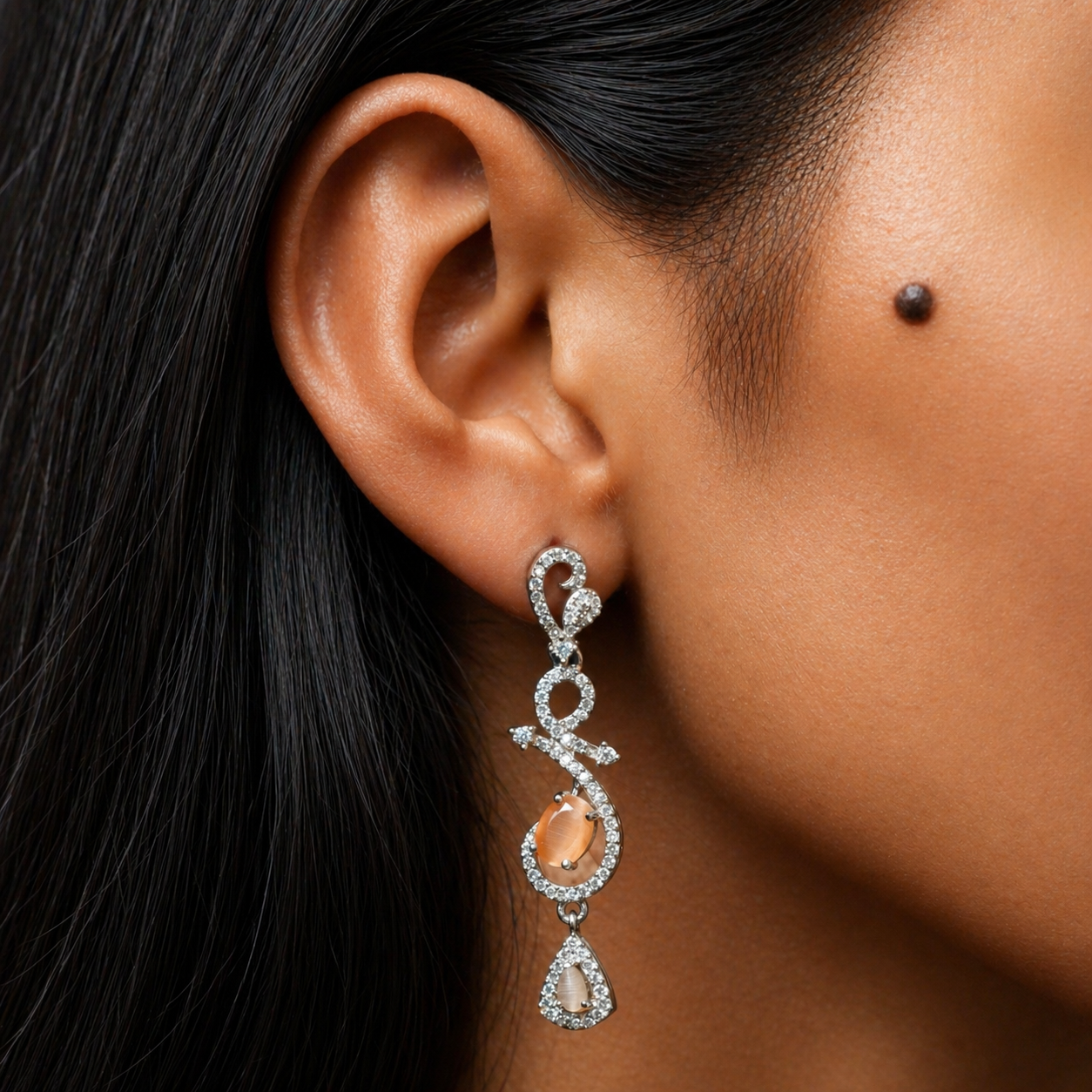Celestia One Karat Earrings — Peach