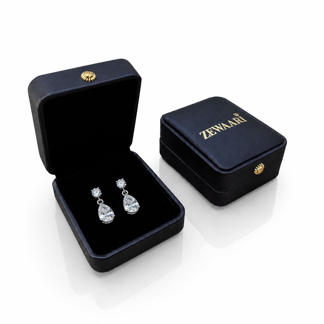 Aurelle Zircon Drop Rhodium-Plated Earrings
