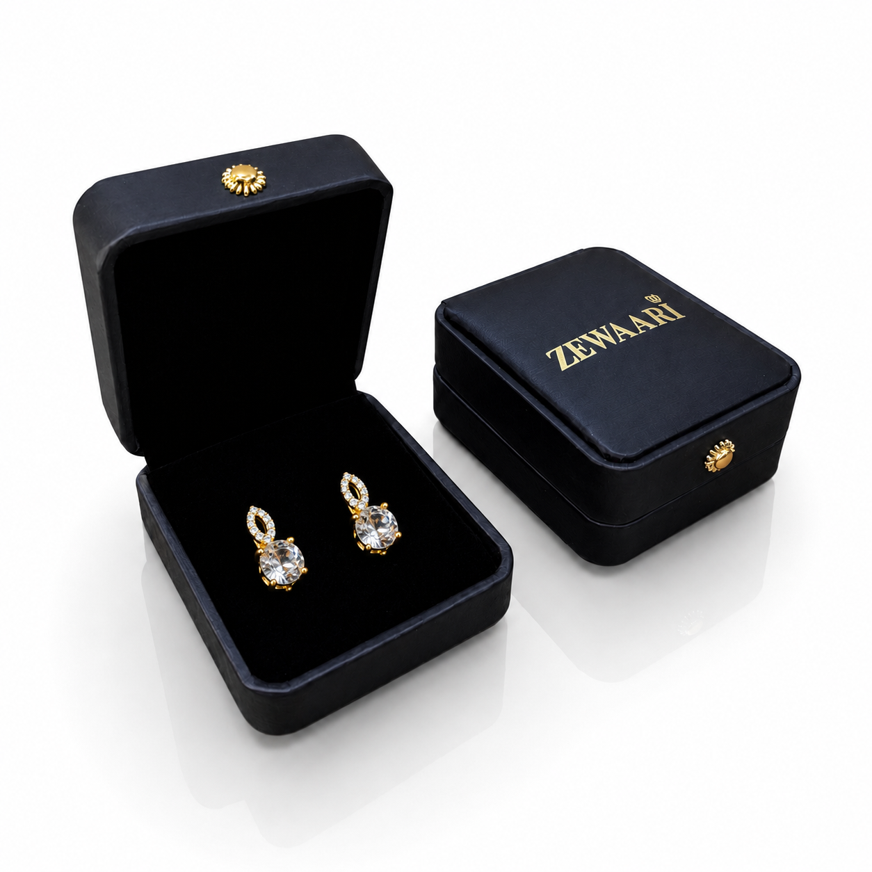 Solara Crystal Link Gold-Plated Bali Earrings