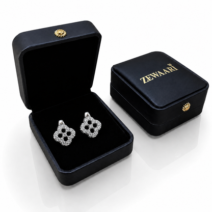 Flora Crystal Rhodium-Plated Stud Earrings