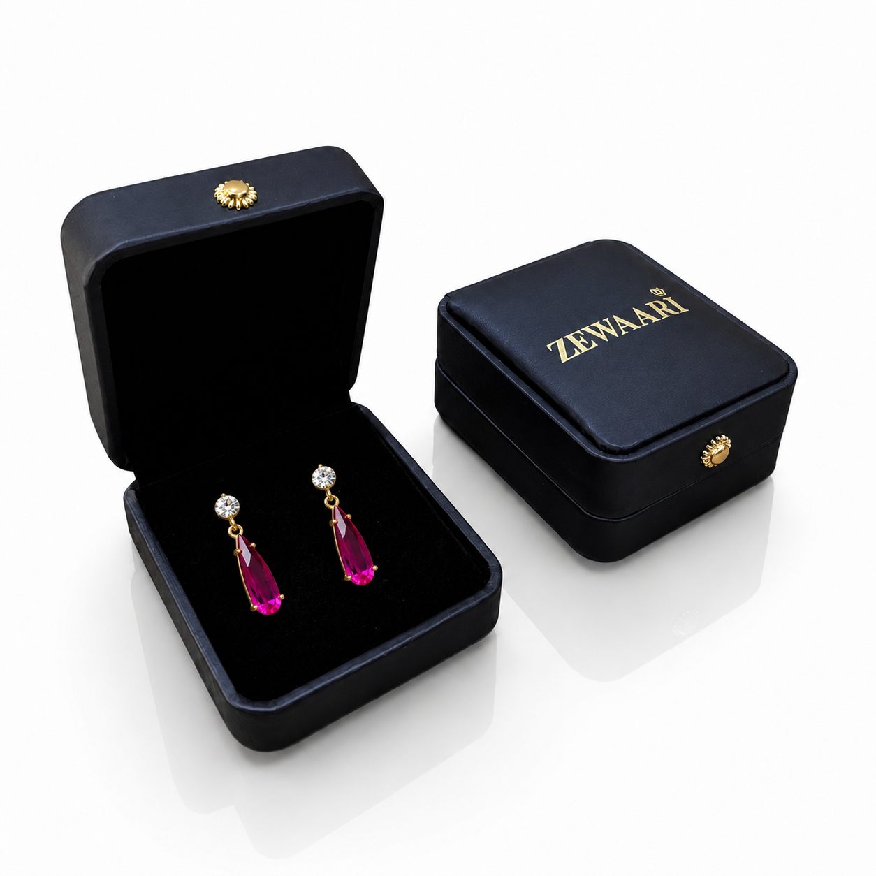 Roselle Ruby Drop Gold-Plated Earrings