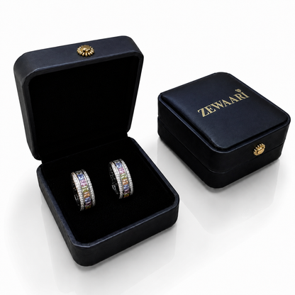 Prismé Rainbow Crystal Rhodium-Plated Bali Earrings