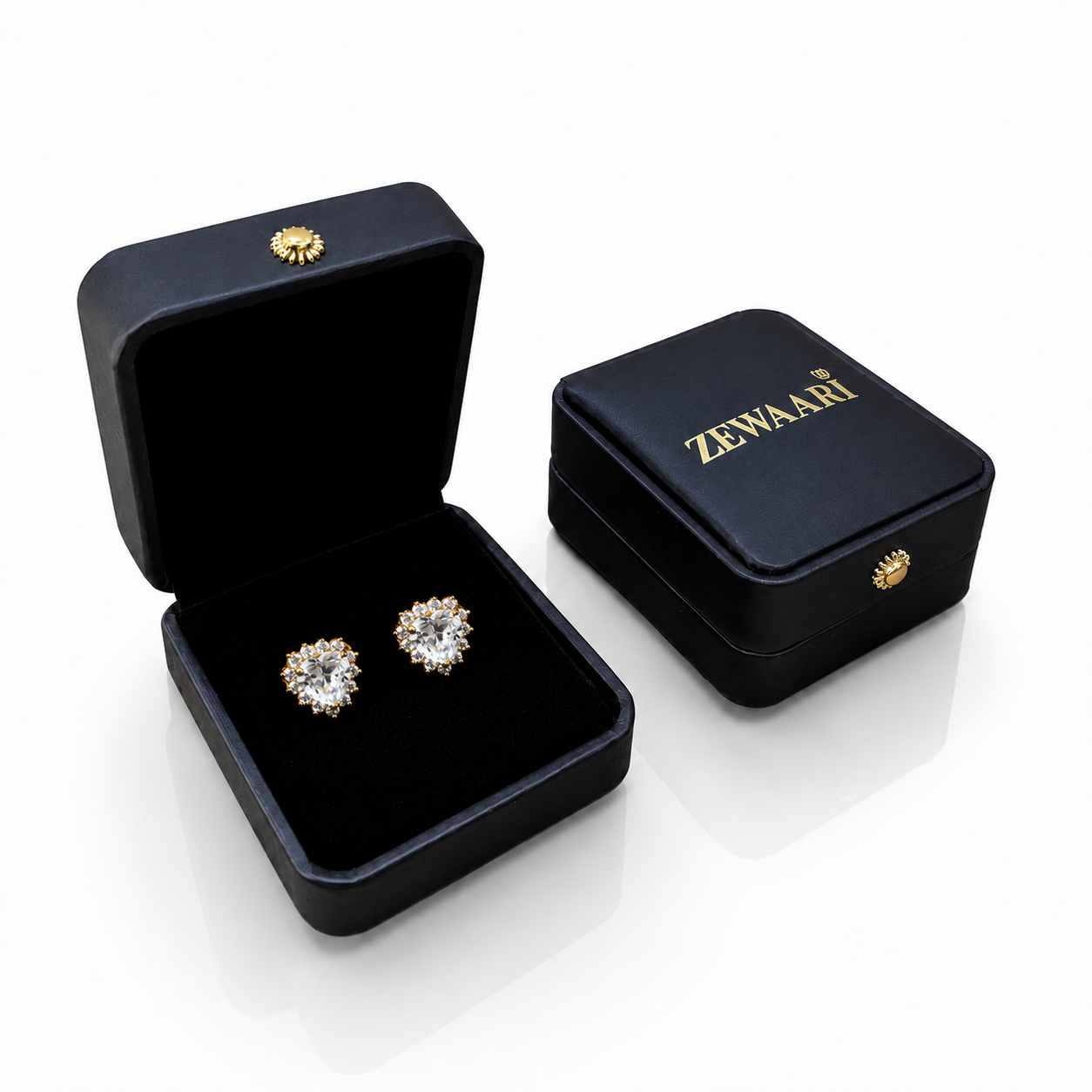 Amora Heart Crystal Gold-Plated Bali Earrings