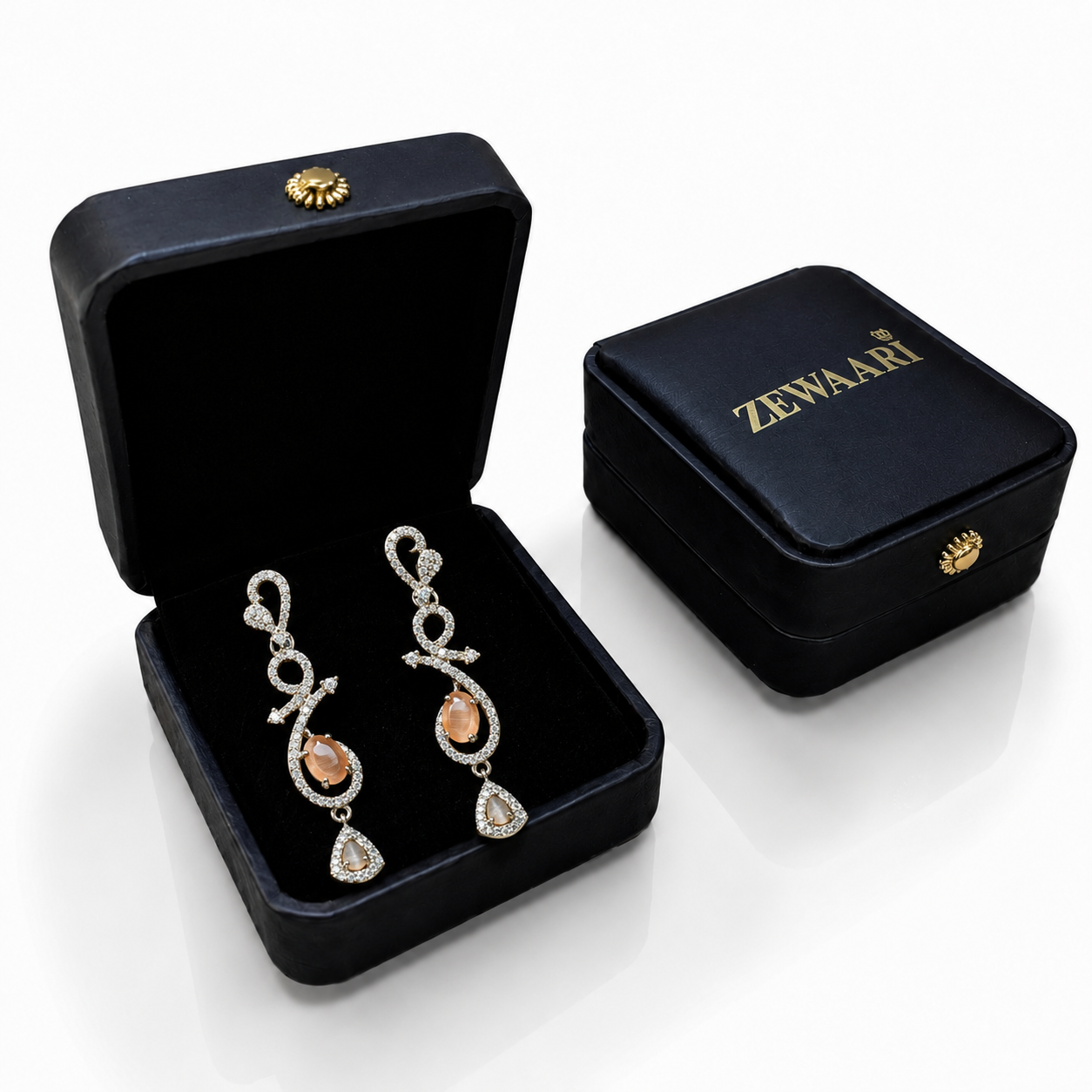 Celestia One Karat Earrings — Peach