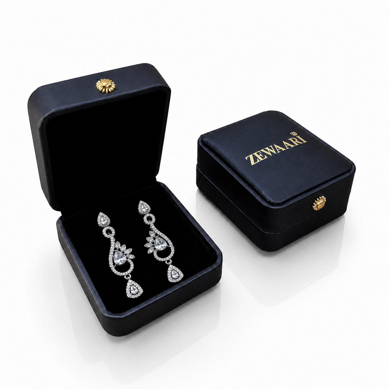 Celestia One Karat Earrings — Crystal White